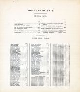 Table of Contents, Ward County 1915